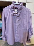 Lorainne - Untuck It Mens Upcycled Ruffle Collar and Sleeve Shirt - Lavendar Plaid - Size Medium