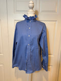 SOLD Tatum - Croft & Barrow Mens Upcycled Ruffle Shirt - Blue Pinstripes size Medium