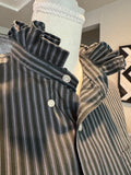 Florence - Nautica Mens Upcycled Ruffle Shirt - Forest Green Stripe - size Medium