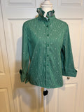 SOLD Sheila - Women's Upcycled Shirt - Chicos Green Striped size Medium/Large