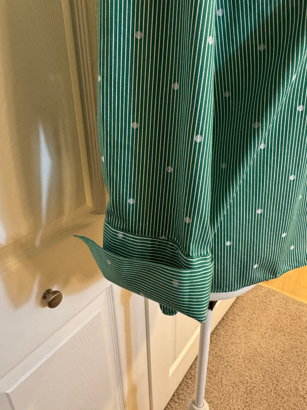 SOLD Sheila - Women's Upcycled Shirt - Chicos Green Striped size Medium/Large