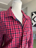 SOLD Juliet - Bugatchi Upcycled Mens Dress Ruffle Sleeve shirt Pink Plaid - XL