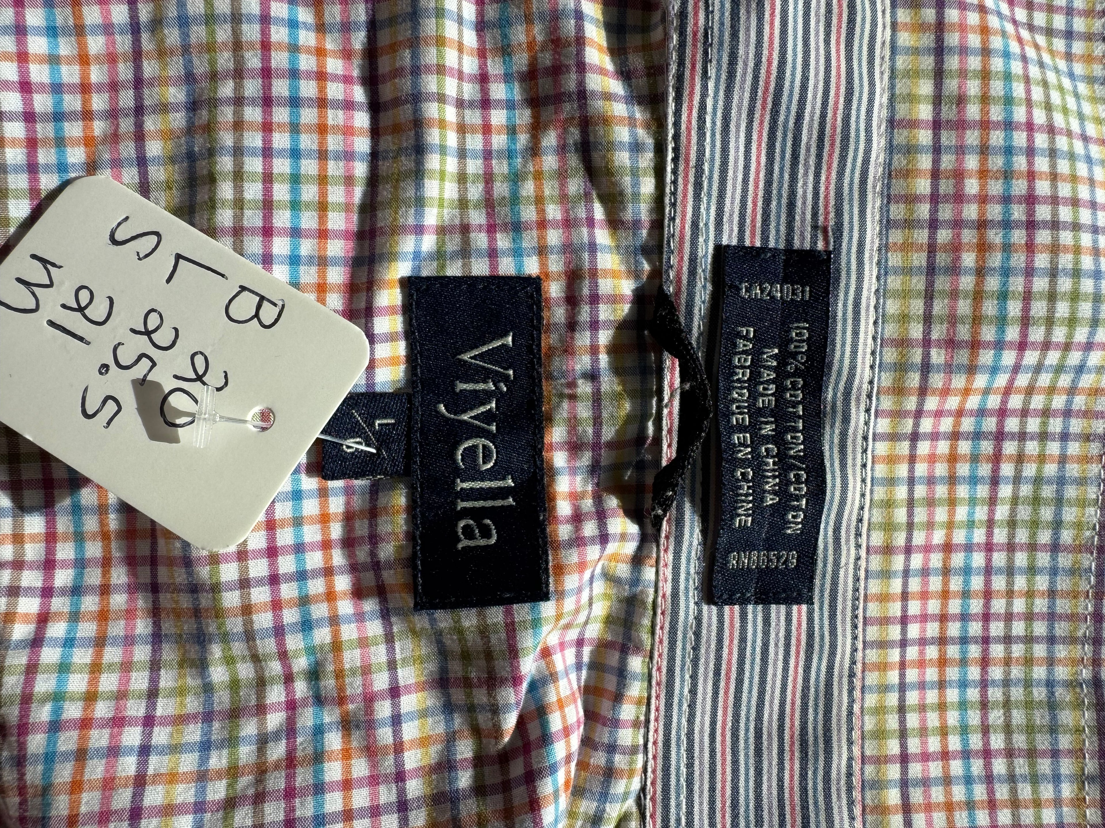 SOLD Everly - Viyella Upcycled Mens Ruffle Sleeve Shirt - Rainbow Plaid - size Medium