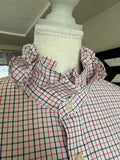 SOLD Finley - Gap Upcycled Mens Shirt with Ruffle Collar - Orange and Black Plaid size small