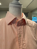 Lane - Polo by Ralph Lauren Upcycled Mens shirt, ruffle sleeve, orange checked - size M/L