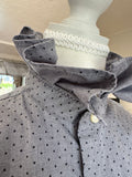 Demi - Van Heusen Upcycled Mens Ruffle Collar Shirt - gray with black stars - Size Medium/Large