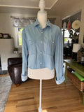 SOLD Cassie - H&M Upcycled Mens Cropped Shirt - Denim - Size Large/Extra Large
