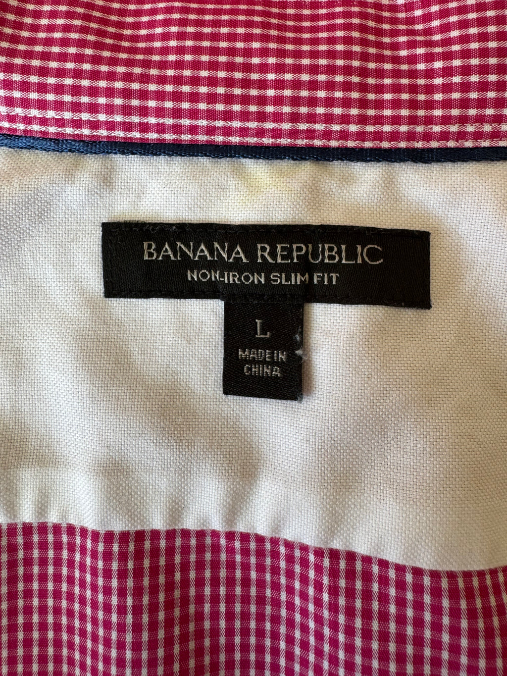 SOLD Etta - Banana Republic Upcycled Mens Ruffle Collar Shirt - red plaid - Size Large/XL