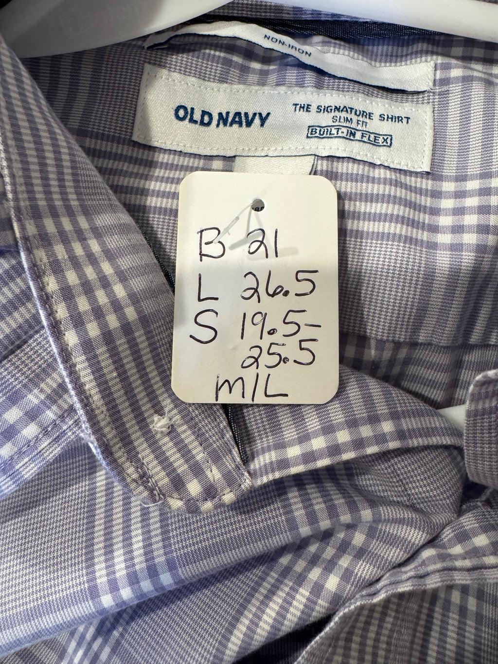 SOLD Kate - Upcycled Mens Ruffle Collar Shirt - lavender plaid - Size Medium/Large