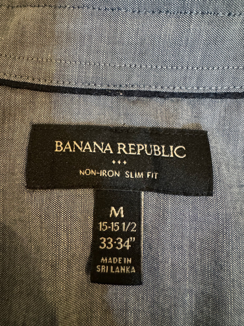 SOLD Skye -Banana Republic Upcycled Mens Ruffle Collar Shirt - Denim chambray - Size Medium/Large