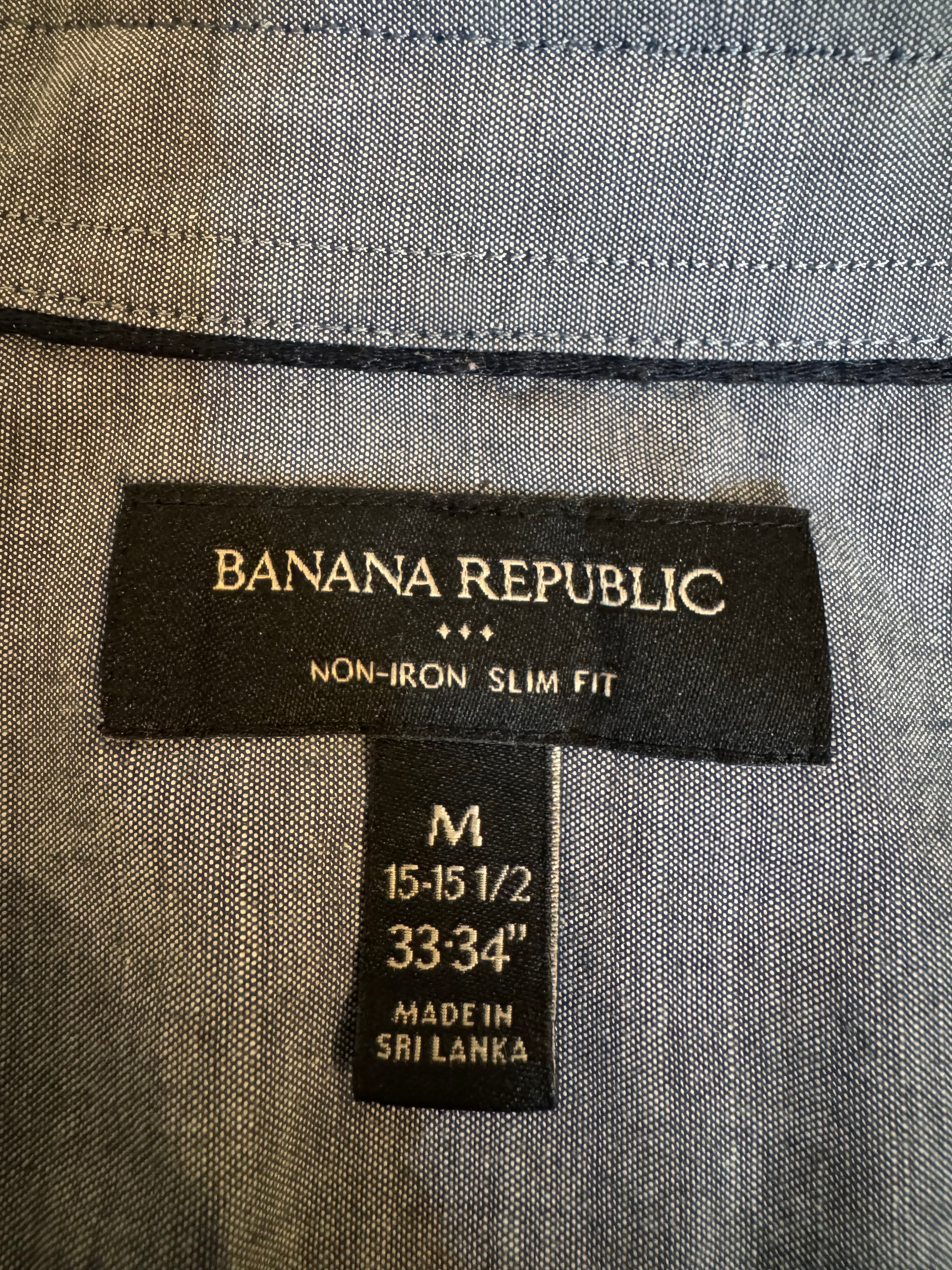 SOLD Skye -Banana Republic Upcycled Mens Ruffle Collar Shirt - Denim chambray - Size Medium/Large