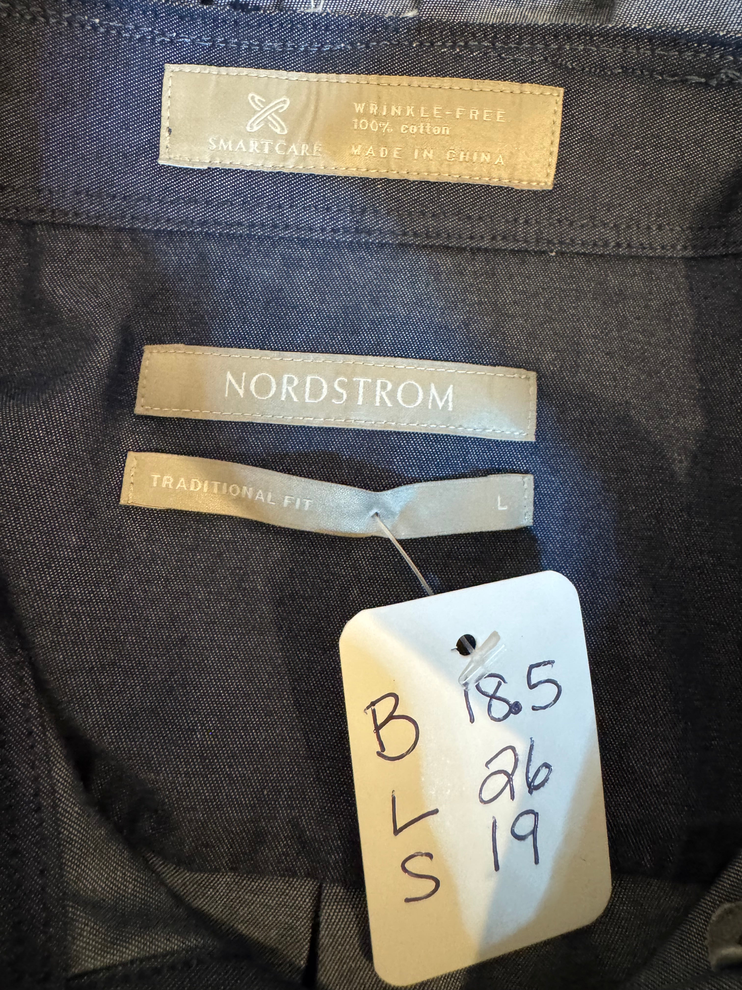 Indigo - Nordstrom Upcycled Mens Ruffle Collar Shirt - Denim Chambray- Size Small/Medium