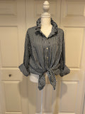 SOLD Brittany - Peter Millar Upcycled Mens Ruffle Collar Shirt - green plaid - Size XXL
