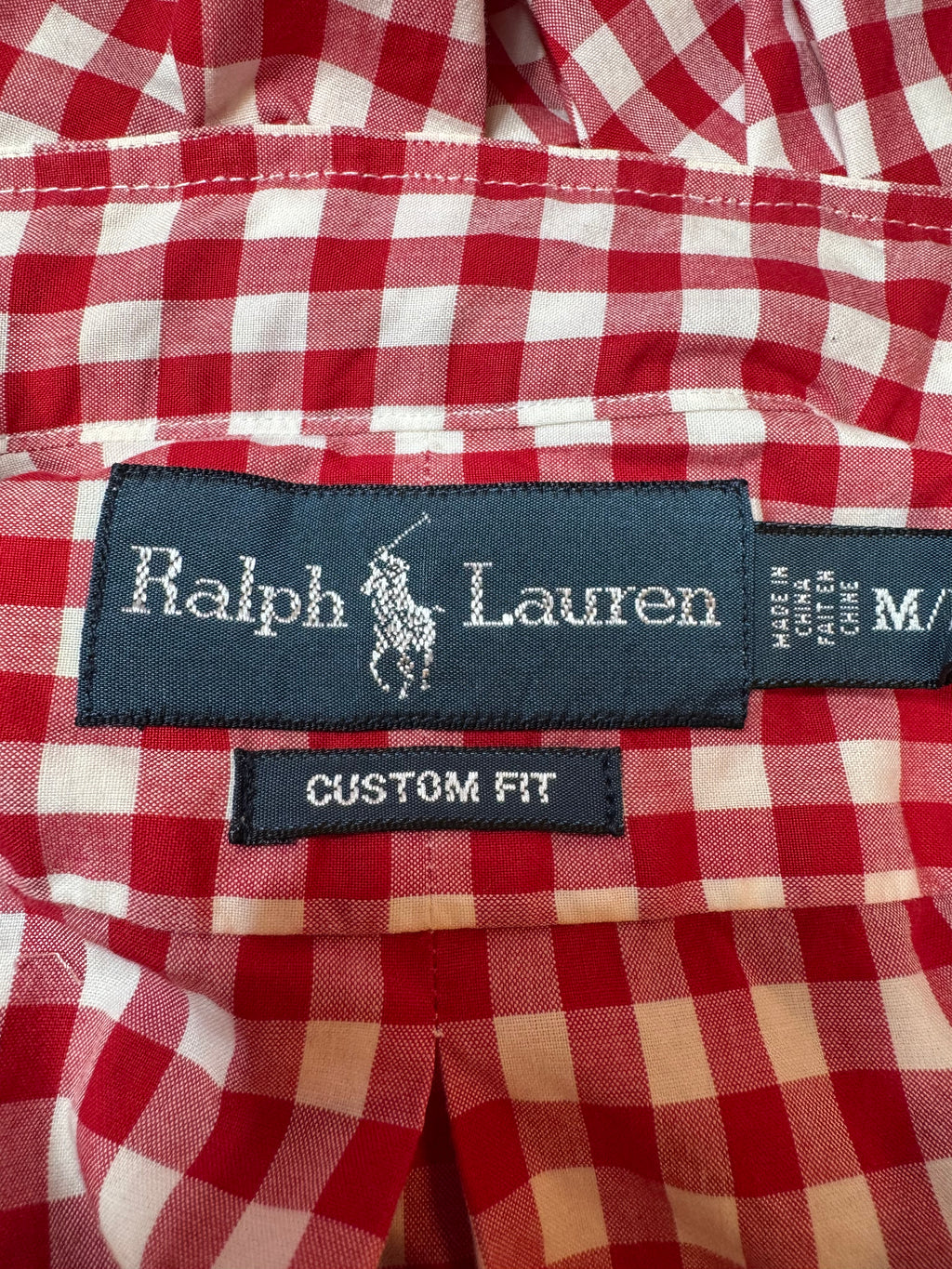 SOLD Taylor - Polo Ralph Lauren Upcycled Mens Ruffle Collar Shirt - Red Gingham - Size Large