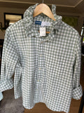Greer -Old Navy Upcyled Mens Ruffle Collar Shirt - green gingham - Size Large / XL