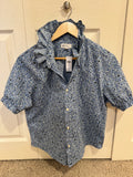 Marlow - Gap Brand New Mens Ruffle Collar Shirt - Short Sleeve -Blue Floral - Medium