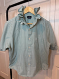 Jessa - Dockers Mens Ruffle Collar Short SleeveShirt - green stripes - Size Medium