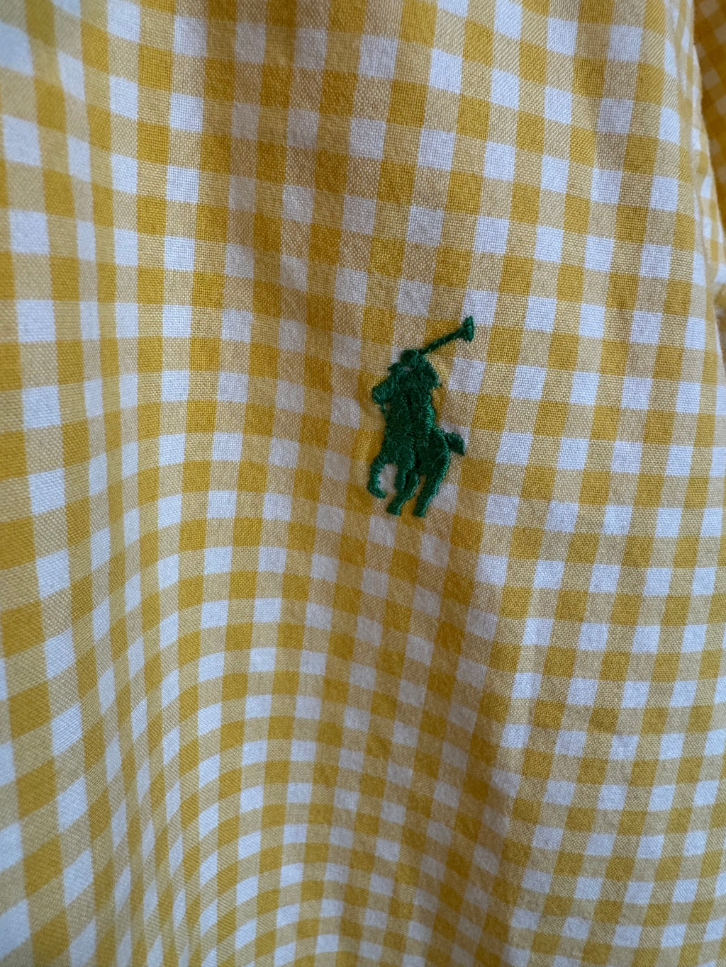 Ralph Lauren - Yellow Gingham Shirt Sleeve Ruffle Collar - Short Sleeve - Medium/Large
