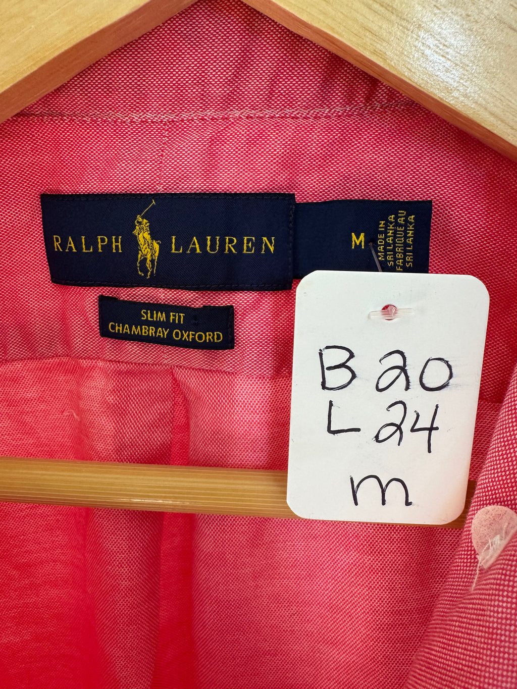 Ralph Lauren - Pink Chambray -Short Sleeve - Ruffle Collar - Size Small/Medium