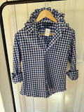 Ralph Lauren - Blue Gingham - Long Sleeve - Ruffle Collar - Size Medium