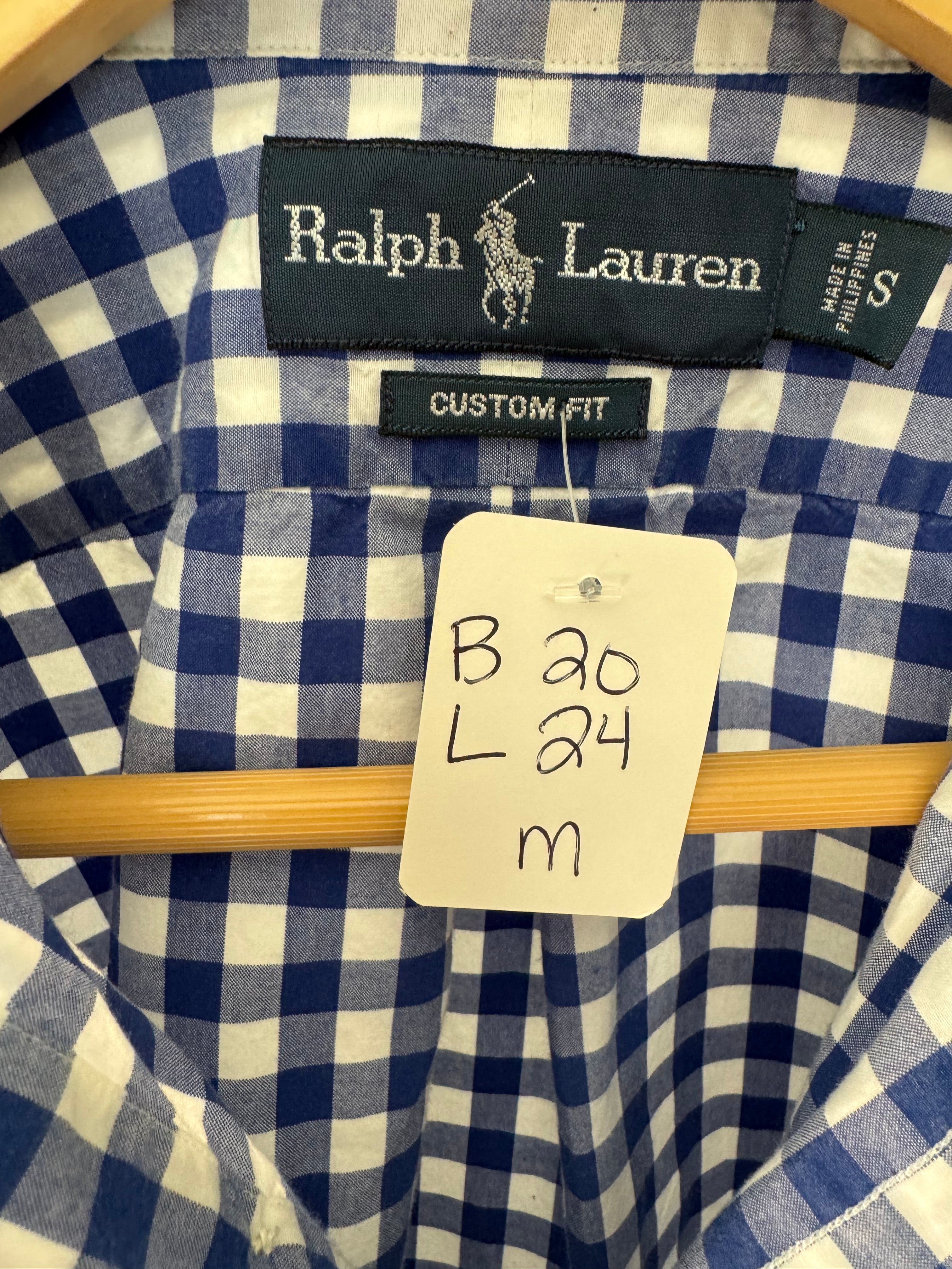 Ralph Lauren - Blue Gingham - Long Sleeve - Ruffle Collar - Size Medium