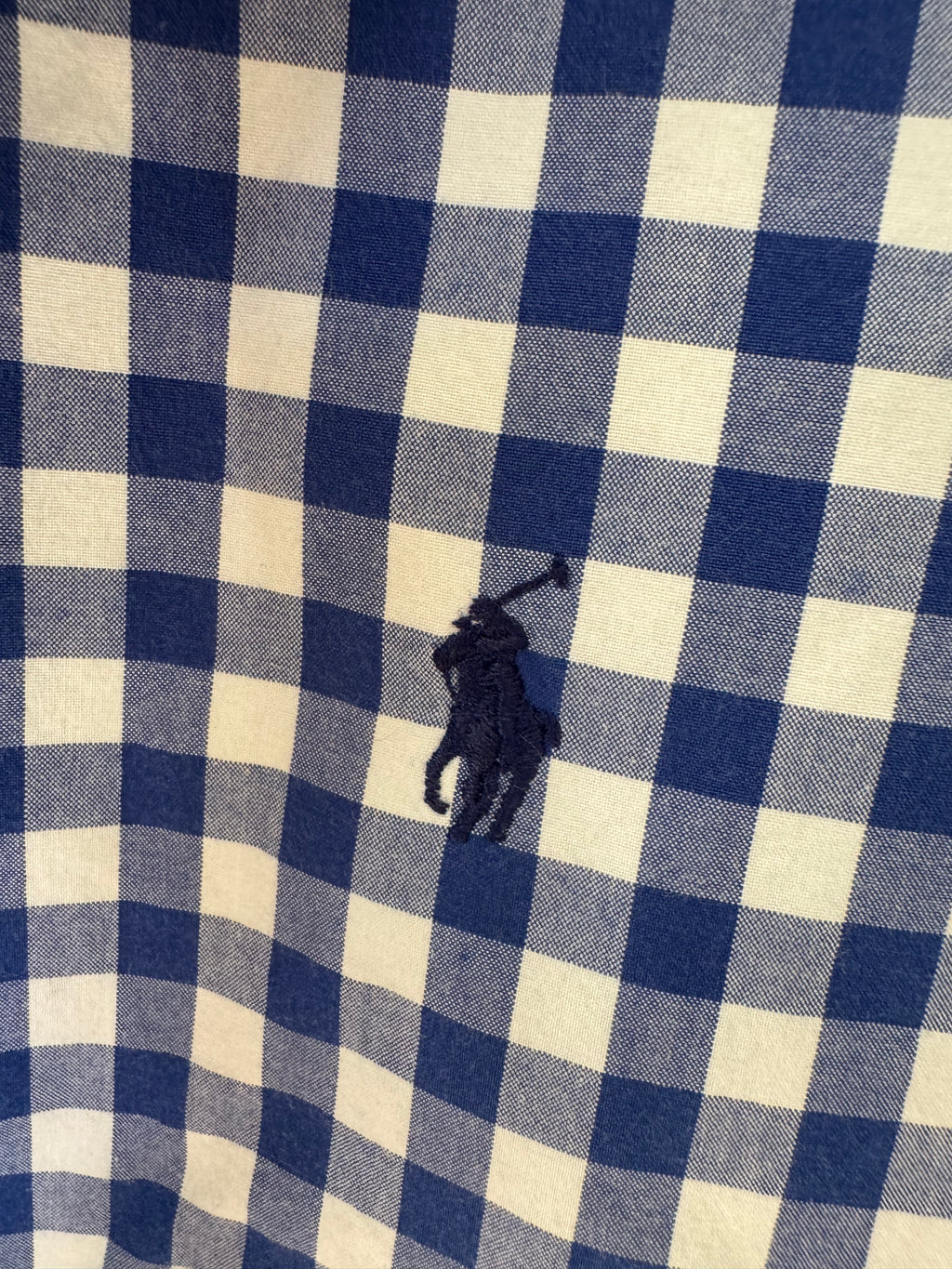 Ralph Lauren - Blue Gingham - Long Sleeve - Ruffle Collar - Size Medium