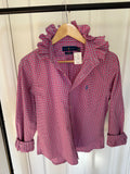 Ralph Lauren - Hot Pink Plaid - Long Sleeve - Ruffle Collar - Size Medium