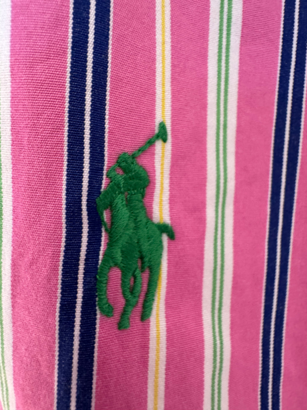 Ralph Lauren - Hot Pink Stripes - Long Sleeve - Ruffle Collar - Size Medium