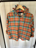 Ralph Lauren - orange/blue/green plaid - Long Sleeve - Ruffle Collar - Size Medium