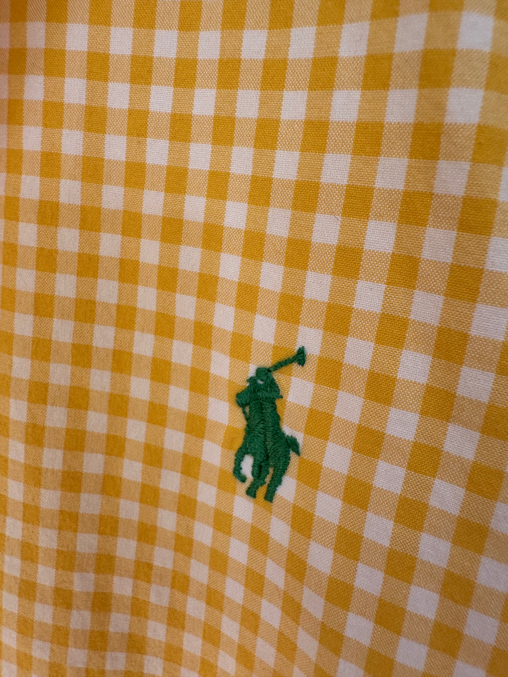 Ralph Lauren - yellow gingham - Short Sleeve - Ruffle Collar - Size Medium/Large