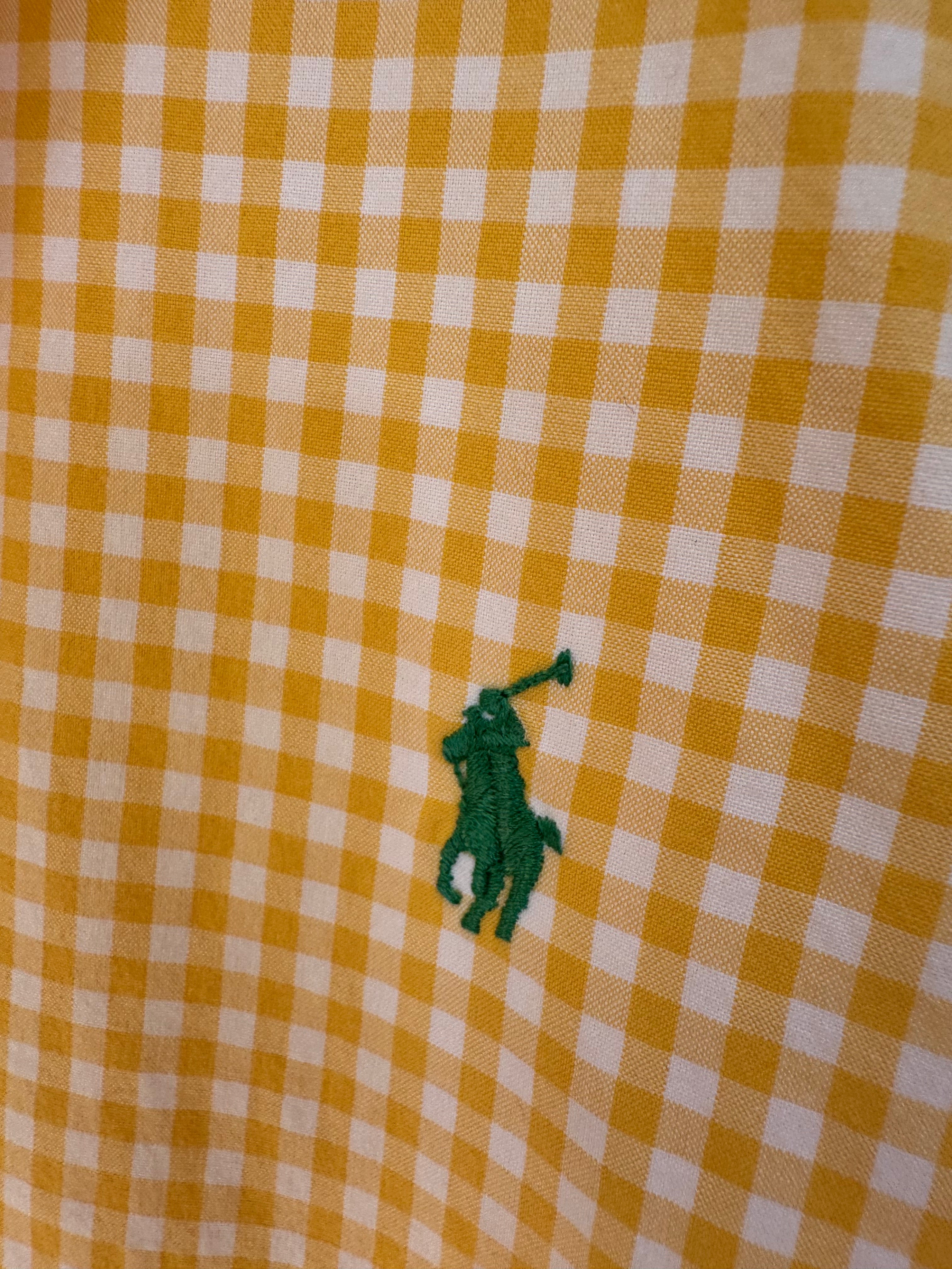 Ralph Lauren - yellow gingham - Short Sleeve - Ruffle Collar - Size Medium/Large