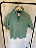 Ralph Lauren - green gingham - Short Sleeve - Ruffle Collar - Size Large