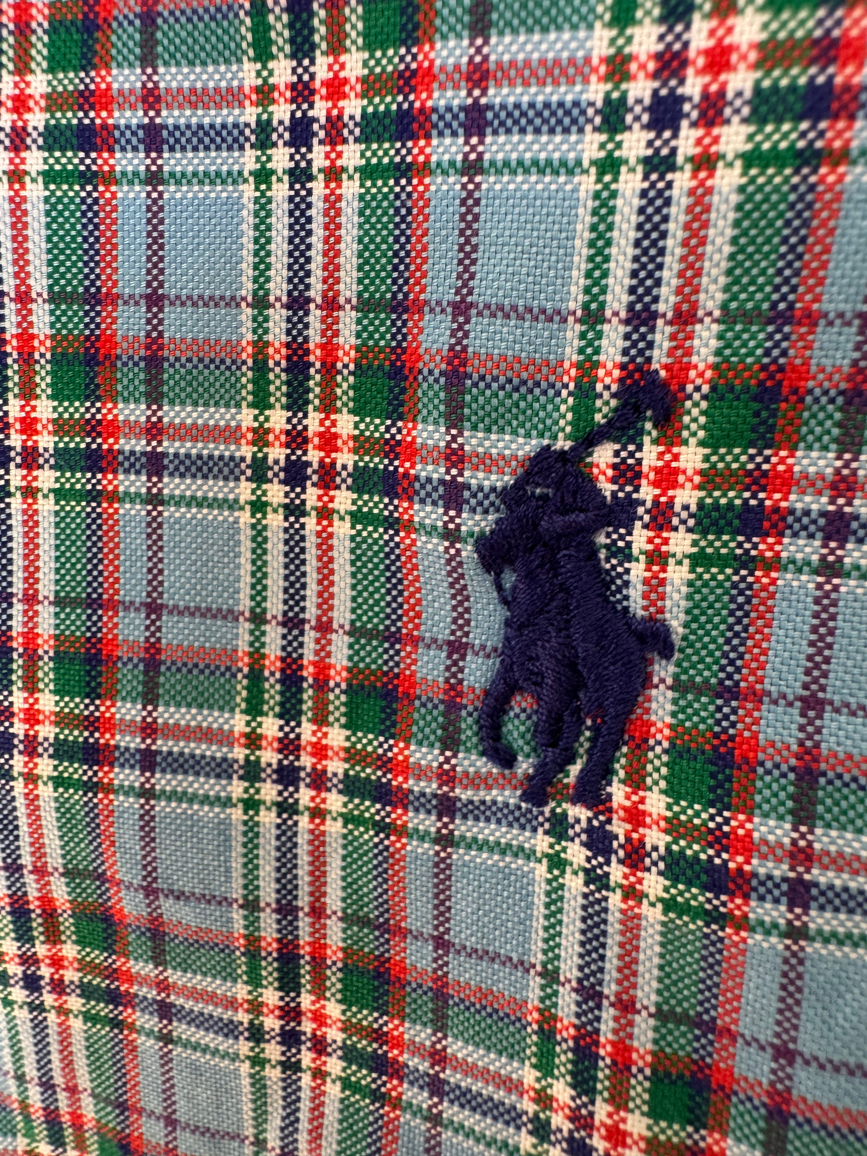 Ralph Lauren - blue plaid - Long Sleeve - Ruffle Collar - Size XL