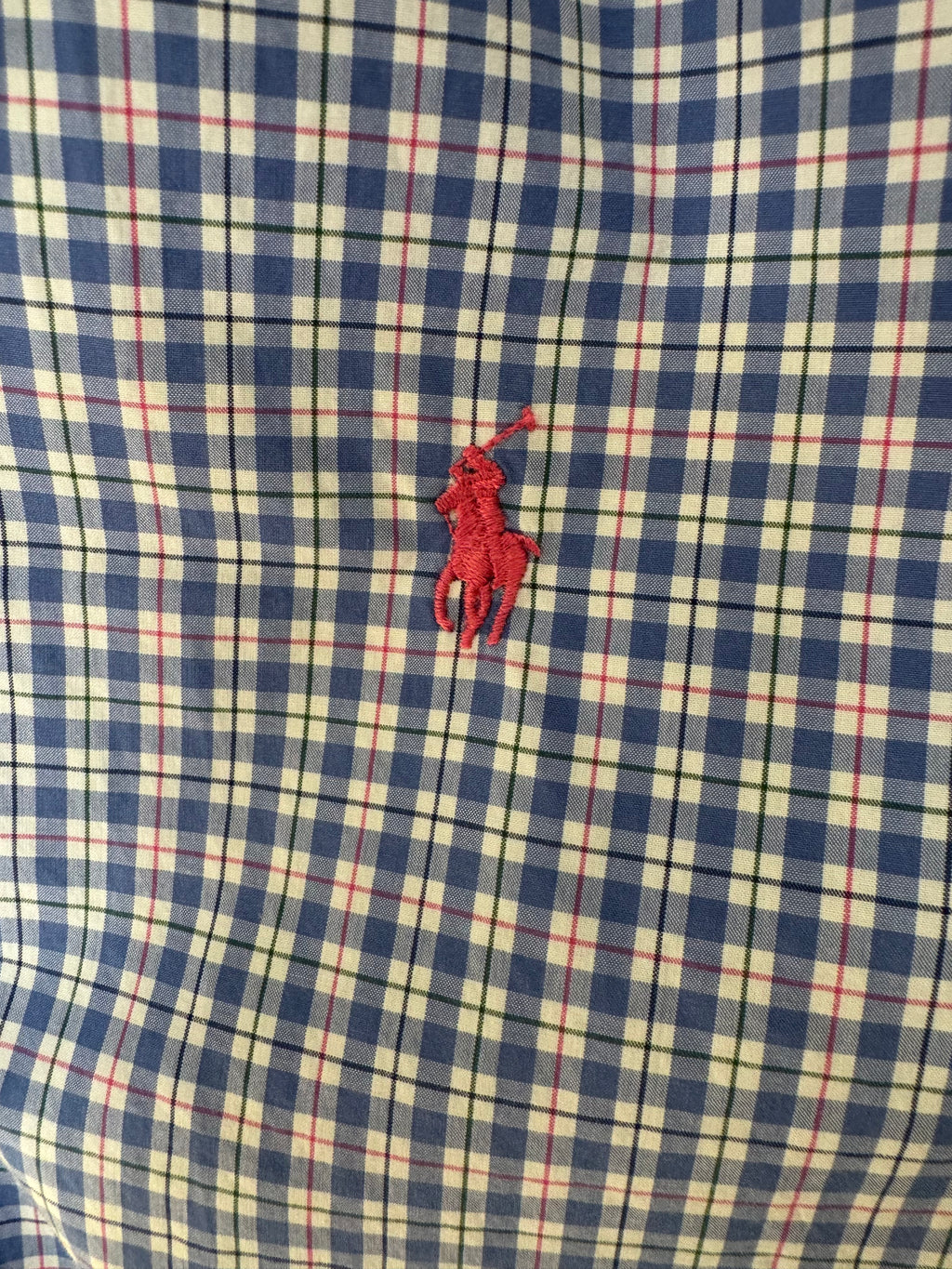 Ralph Lauren - periwinkle plaid - Long Sleeve - Ruffle Collar - Size XL