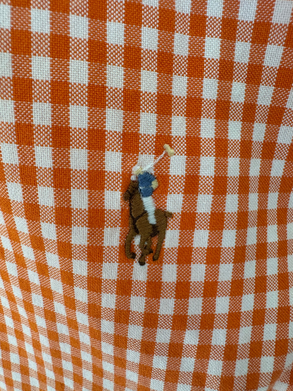 Ralph Lauren - orange gingham - Long Sleeve - Ruffle Collar - Size XXL