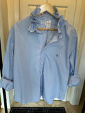 Stripes - White and Blue Stripes Ruffle Shirt Size X Large/XXL