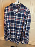 US Polo Association Mens XL Red and Navy Plaid Flannel Shirt