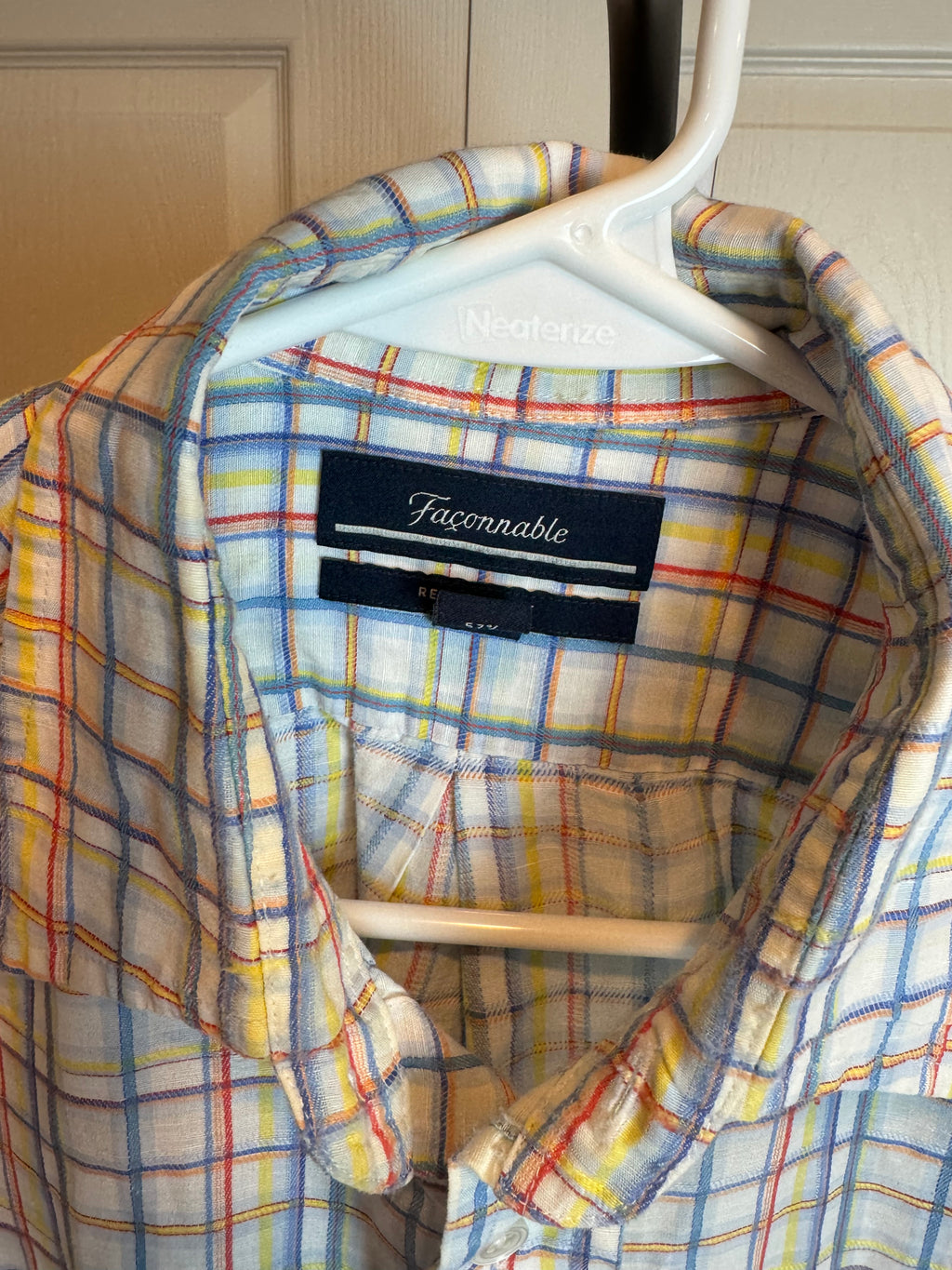 Facanable Mens Medium Multi Color Linen Shirt