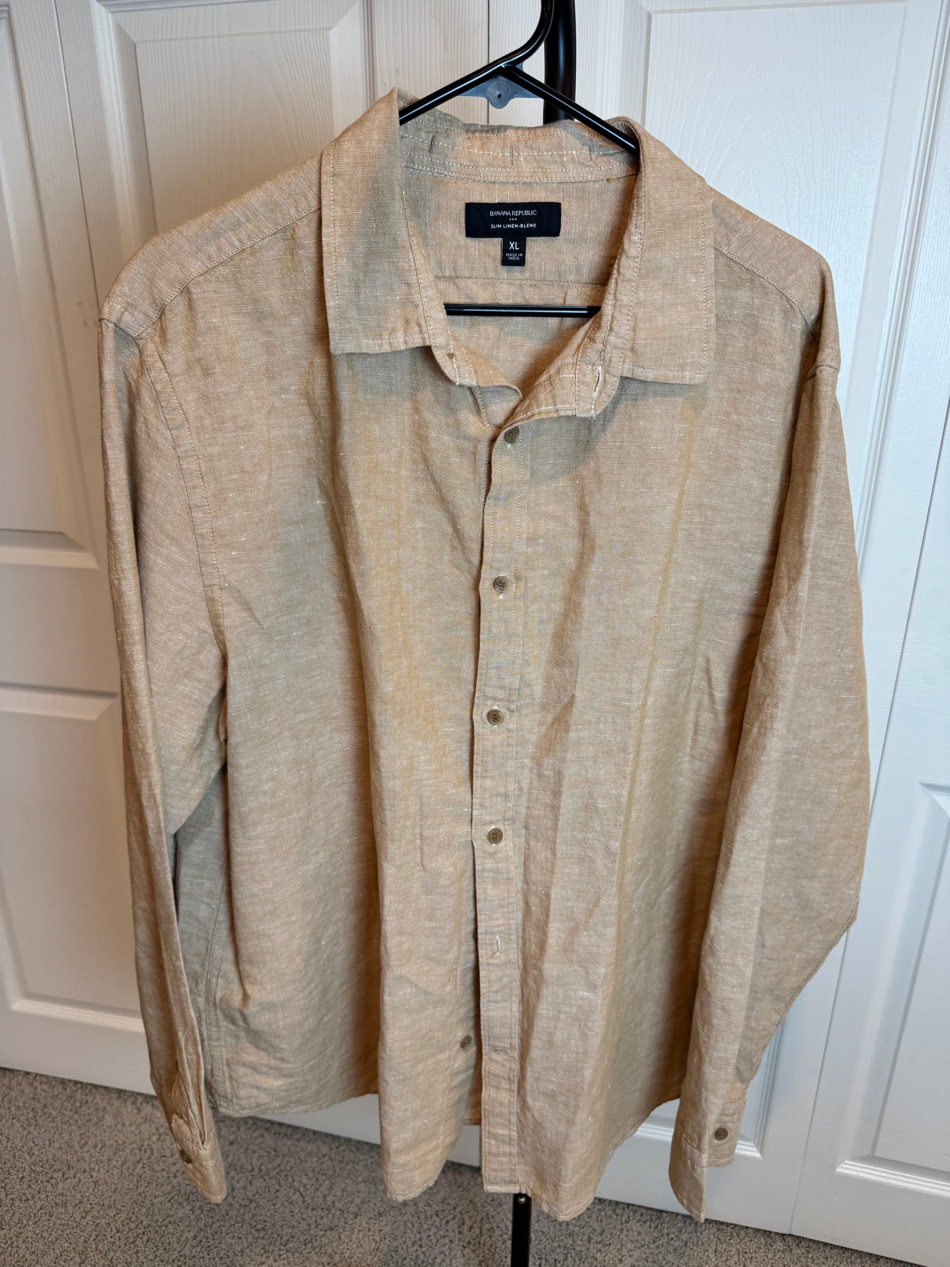 Banana Republic Mens XL Tan Linen Shirt