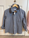 Blane - Brand New Gap Mens Upcycled Shirt with Ruffle Collar - Blue gingham - Size Women's XXL