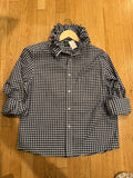 Ralph Lauren - Blue Gingham - Long  Sleeve - Ruffle Collar - Size Medium