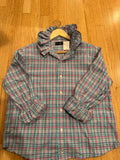Ralph Lauren - Turquoise Plaid - Long  Sleeve - Ruffle Collar - Size Medium