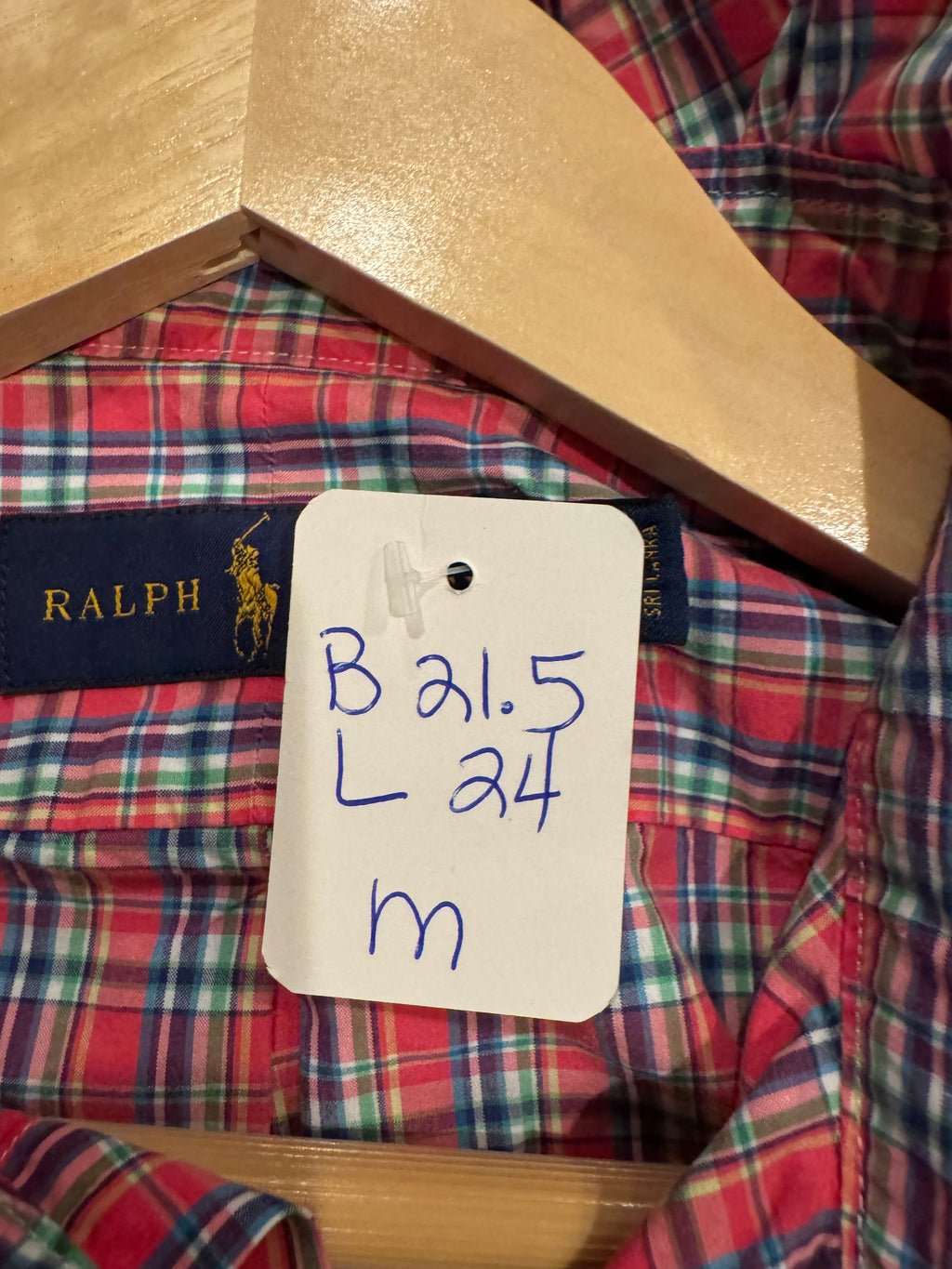 Ralph Lauren - Dark Pink Plaid - Long  Sleeve - Ruffle Collar - Size Medium