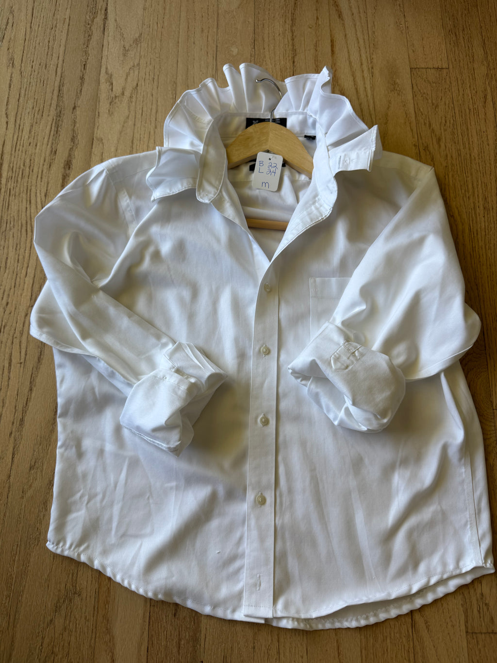 Basics - Nordstrom Reworked Men’s Shirt with Ruffle Collar White Women’s Size Medium