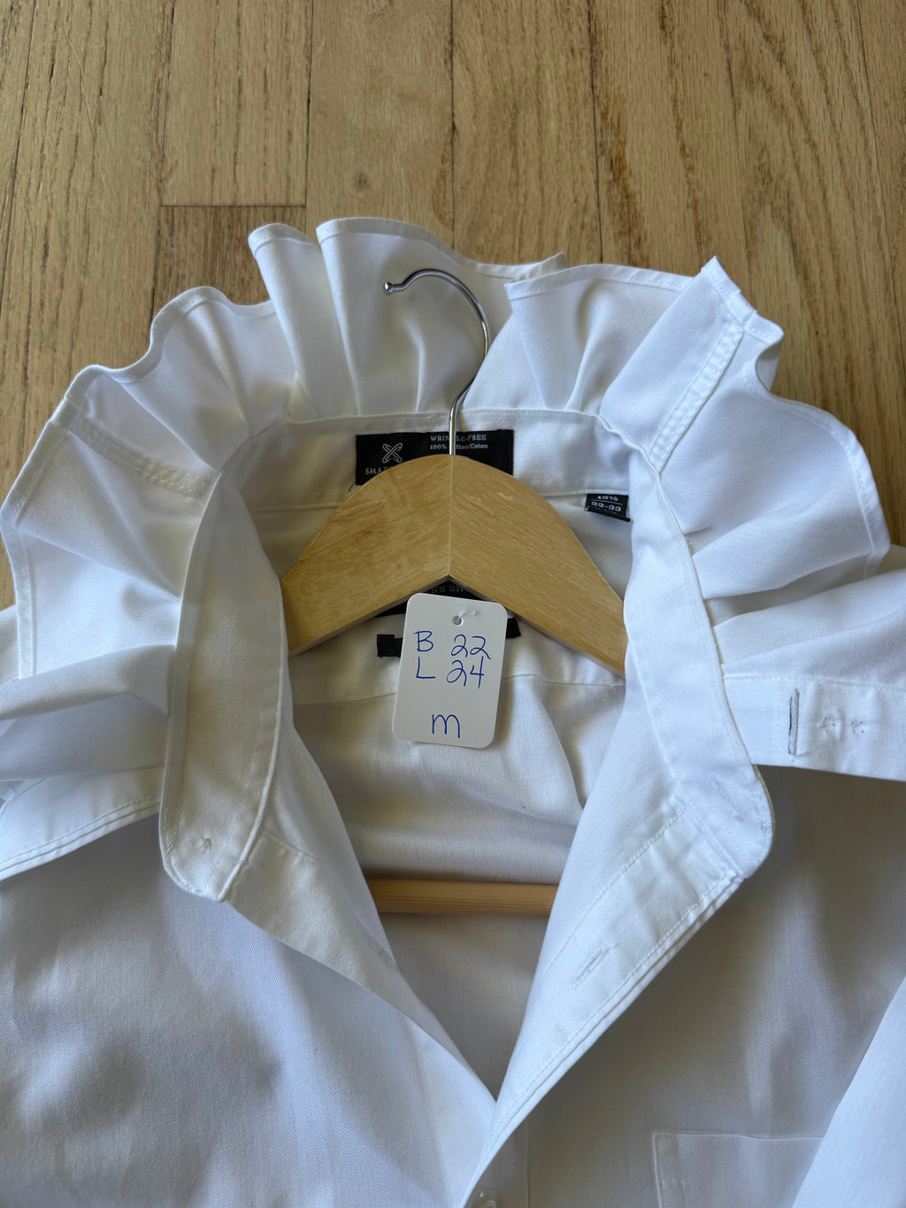 Basics - Nordstrom Reworked Men’s Shirt with Ruffle Collar White Women’s Size Medium