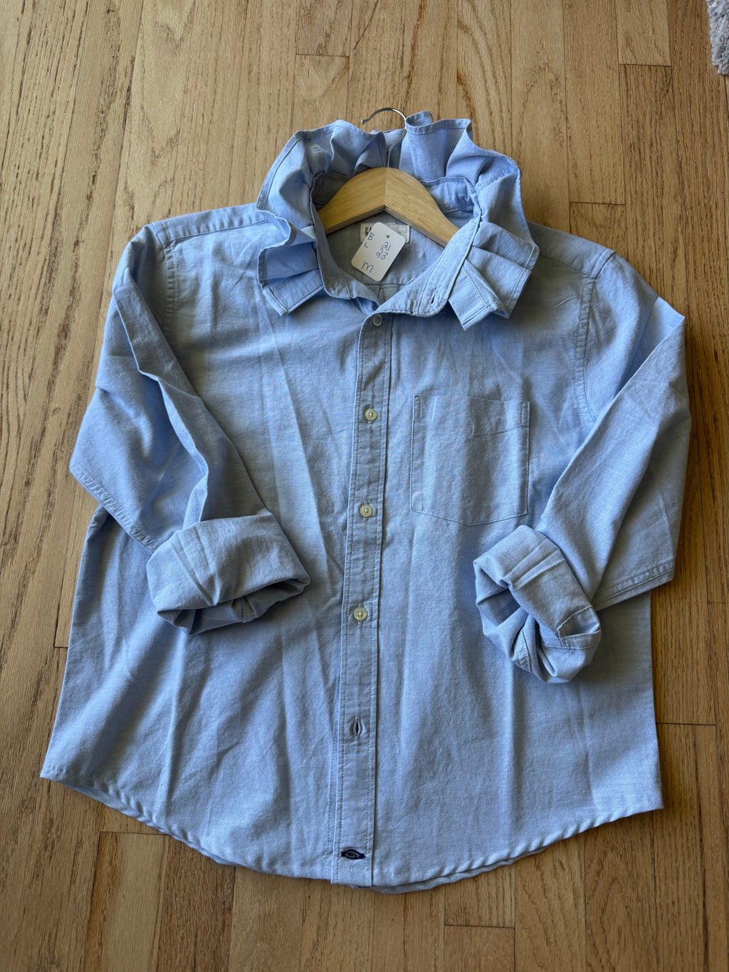 Basics - Brand New Gap Reworked Men’s Shirt with Ruffle Collar Chambray Women’s Size Medium