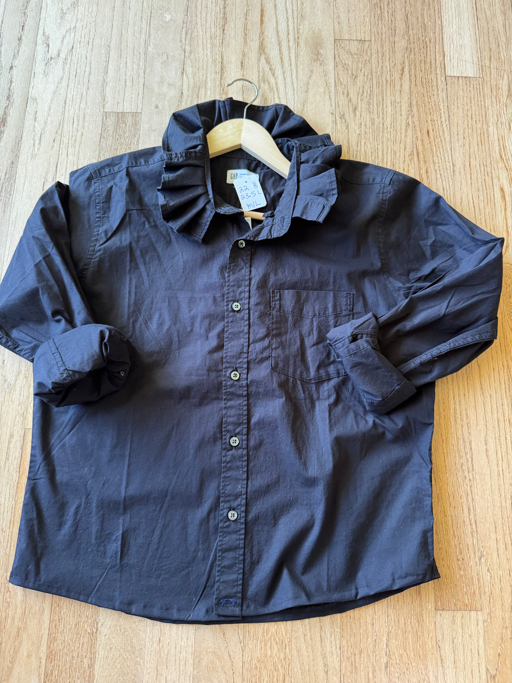 Basics - Brand New Gap Reworked Men’s Shirt with Ruffle Collar Black Women’s Size Medium/Large
