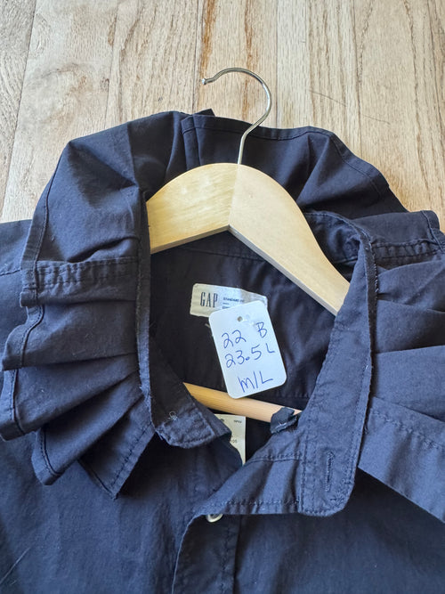 Basics - Brand New Gap Reworked Men’s Shirt with Ruffle Collar Black Women’s Size Medium/Large