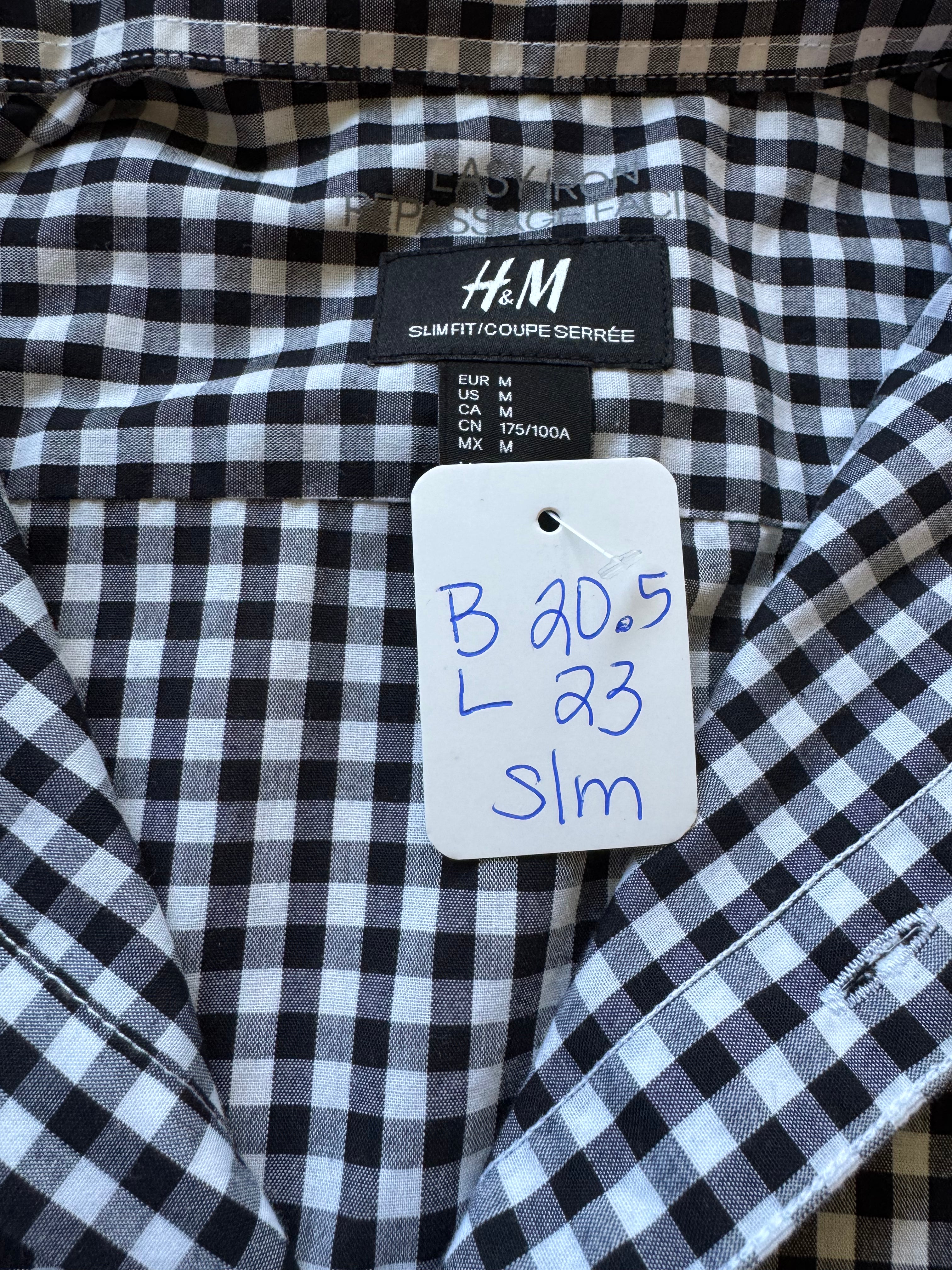 Gingham  - Reworked Mens Dress shirts with ruffle Collar - Black - Size Small