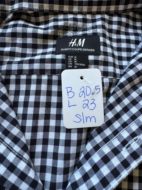 Gingham  - Reworked Mens Dress shirts with ruffle Collar - Black - Size Small